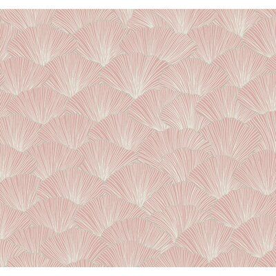 Pink And Gray Wallpaper, Fan Wallpaper, Pink Fan, Living Fossil, Ginkgo Tree, Leaf Outline, Candice Olson, Wallpaper Pink And White, York Wallcoverings