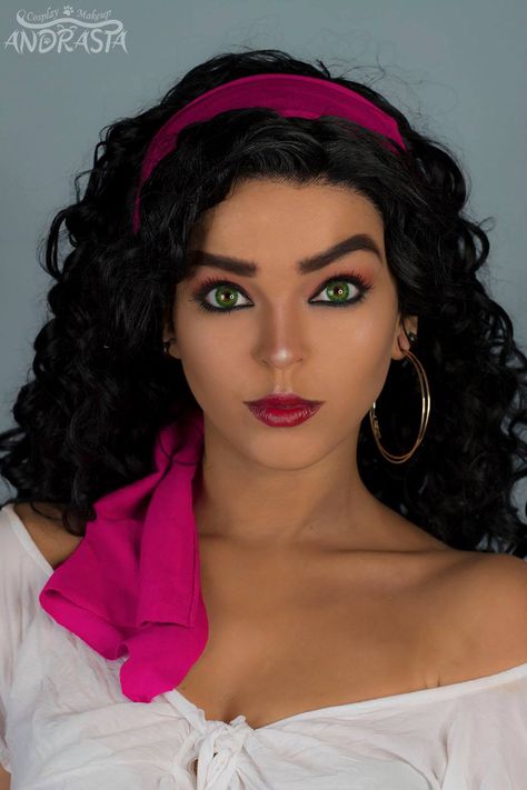 Andrasta ❤️  Esmeralda makeup from 'The Hunchback Of Notre Dame'     What would you like to see next from Disney?  Lensens from Eyetoeye.pl Wig from Donalovehair Esmeralda Makeup Disney, Esmeralda Makeup, Esmeralda Costume, Esmeralda Cosplay, Esmeralda Disney, Princess Makeup, Hunchback Of Notre Dame, Disney Makeup, Disney Halloween Costumes