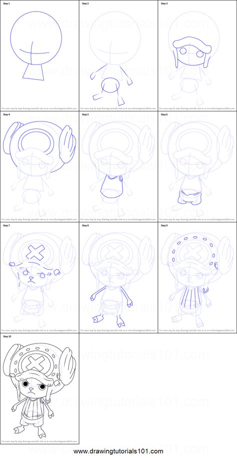 How to Draw Tony Tony Chopper from One Piece Printable Drawing Sheet by DrawingTutorials101.com One Piece Drawing Tutorial, Chopper Sketch One Piece, How To Draw Chopper, Luffy Drawing Tutorial, Chopper Drawing One Piece, How To Draw Luffy Step By Step, How To Draw One Piece Characters, How To Draw One Piece, Tony Tony Chopper Drawing