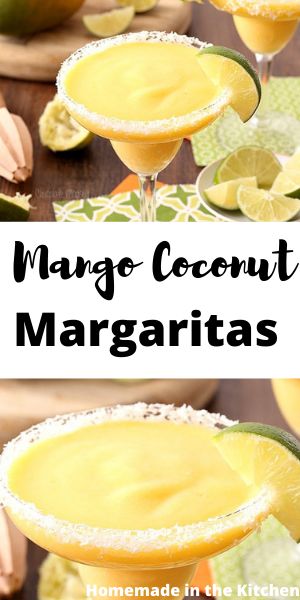 Coconut Margarita Recipe, Margarita Drinks, Mango Margarita Recipe, Coconut Margarita, Frozen Mango, Mango Margarita, Margarita Cocktail, Mango Coconut, Cocktail Recipes Easy