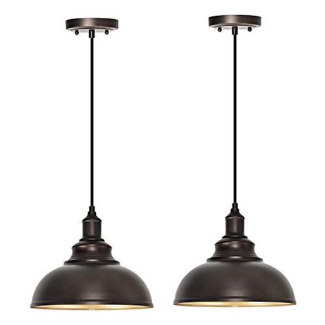 CLAXY Ecopower Industrial Pendant Lighting Glass Kitchen Island Hanging Lights-3 Pack - - AmazonSmile Sink Light Fixture, Kitchen Island Hanging Lights, Barn Light Fixtures, Coastal Pendant Lighting, Beach House Lighting, Kitchen Island With Sink, Bronze Pendant Light, Coastal Farmhouse Decor, Nautical Lighting