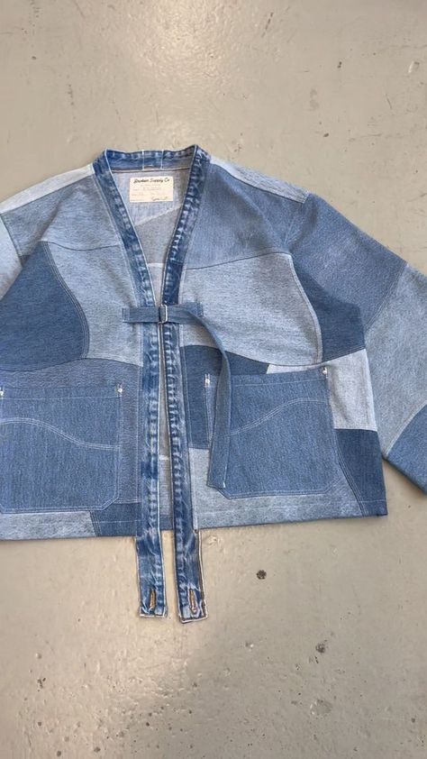 Denim Rework Ideas, Upcycling Jeans Ideas, Recycle Jeans Clothes, Thrift Flip Fashion, Reuse Jeans, Military Barracks, Sustainable Fashion Upcycling, Denim Upcycle, Remake Clothes