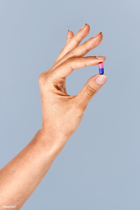 Hand holding a pink and blue pill mockup | premium image by rawpixel.com / Teddy Rawpixel Medicine Illustration, Blue Health, Html Color Codes, Person Photo, Medical Health Care, Blue Pill, Hand Images, Free Medical, Geometric Graphic