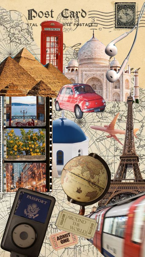 Travel Collage Aesthetic, Travel Collage Wallpaper, Travel Wallpaper Travel Wallpaper Aesthetic, Vision Board Backgrounds, Travel Aesthetic Collage, Iphone Wallpaper Architecture, Macbook Wallpaper Aesthetic Collage, Travel Mood Board, Collage Vision Board