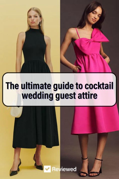 Get to know the basics of this popular wedding dress code, including cocktail dress ideas and etiquette. Colorful Cocktail Dress For Wedding, Cocktail Glam Dress Code, Women Cocktail Attire, Cocktail Dress Ideas, Wedding Dress Code, Cocktail Wedding Attire, Cocktail Dress Code, Casual Cocktail Dress, Wedding Guest Attire