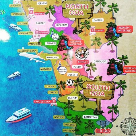 #BringGoa2UrTimeline Putting GOA on the MAP!!! #NorthGoa #SouthGoa #GoaMap #TimelineGOA #Magazine Photo Courtesy: I love Goa Goa Map Illustration, Goa Map, Goa Food, Goa Travel, School Project Ideas, Travel Brochure, Book Layout, Illustrated Map, Travel Maps