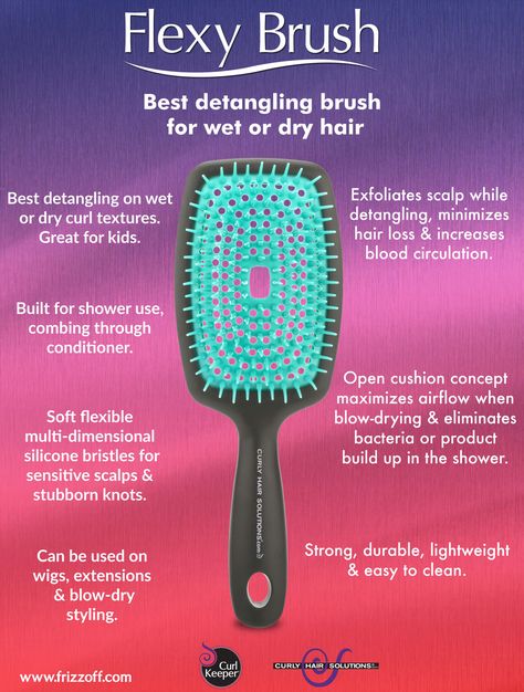 Flexy Brush, Best Detangling Brush, Curl Keeper, Exfoliate Scalp, Detangling Brush, Sensitive Scalp, Hair Solutions, Dry Hands, Blow Dry