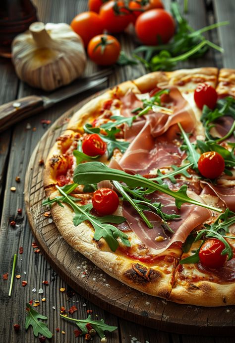 Enjoy a flavorful prosciutto pizza with this recipe. Easy to follow and perfect for any pizza lover! Pizza Recipes Prosciutto, Pizza Toppings Prosciutto, Prosciutto On Pizza, Prosciutto Pizza Recipes, Prosciutto Hot Honey Pizza, Procuttio Pizza, Trendy Recipes, Menu Pizza, Prosciutto Pizza