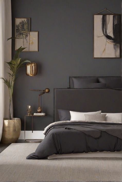 bedroom interior design, modern bedroom decor, trendy bedroom ideas, bedroom paint colors Iron Ore Master Accent Wall, Iron Ore Sherwin Williams Office, Sherwin Williams Iron Ore Bedroom, Iron Ore Bedroom Accent Wall, Iron Ore Sherwin Williams Bedroom, Iron Ore Sherwin Williams Accent Wall, Iron Ore Bedroom, Iron Ore Accent Wall, Iron Ore Paint