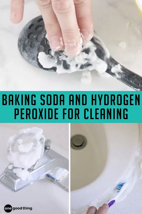 Cleaning With Baking Soda, Hydrogen Peroxide And Baking Soda, Hydrogen Peroxide Cleaning, Peroxide And Baking Soda, Hydrogen Peroxide Teeth, Castile Soap Recipes, Baking Soda Hydrogen Peroxide, Baking Soda Lemon Juice, Cleaning With Hydrogen Peroxide