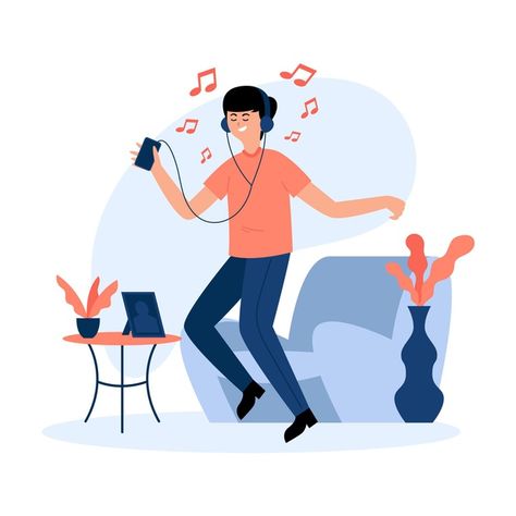 Man dancing and listening to music Free ... | Free Vector #Freepik #freevector #music Music Animation, Man Dancing, Music For Studying, Minions Wallpaper, Music Flyer, Music Festival Poster, Music Genre, What Is Self, Ambient Music