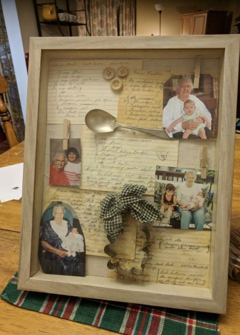 Family Heirloom Display, Shadow Box Memory, Diy Shadow Box, Homemade Mothers Day Gifts, Memory Frame, Memory Crafts, Shadow Box Art, For My Mom, Family Keepsakes