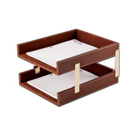 Office Supply Storage, Brown Desk, Letter Tray, Document Storage, Office Supply Organization, File Organiser, Global Office Furniture, Leather Desk, Tray Set