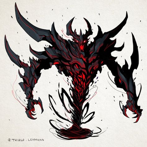 Shadow Fiend Dota 2, Thiago Lehmann, Shadow Fiend, Shadow Monster, Kitten Drawing, Fiction Idea, 다크 판타지, Monster Concept Art, Concept Art Character