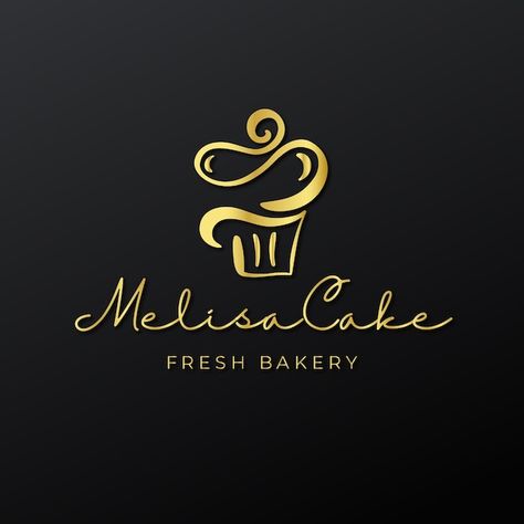 Vector cute gold fresh bakery cake food ... | Premium Vector #Freepik #vector #logo-mockup-logos #food-logo #black-logo #business-logo Cake Brand Logo, Logo For Cake Business, Logo Cake Design, Cake Logos, Dessert Logo, Logo Cake, Cake Branding, Coffee Cupcakes, Tea Logo