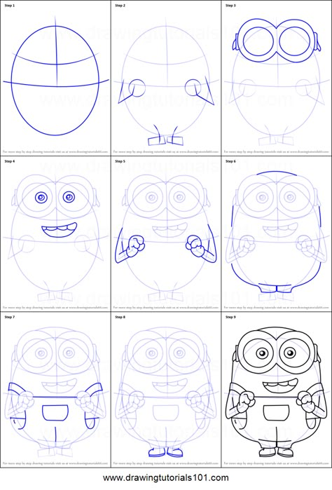 Bob From Minions, Minion Sketch, Rainy Day Drawing, Minion Painting, Minion Drawing, Disney Drawing Tutorial, Minions Minions, Animation Drawing Sketches, Cartoon Tutorial