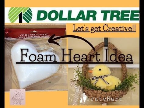 My #1 Easter version of the Styrofoam Heart from the Dollar Tree ~ Spring Dt foam heart ideas ~ DiY - YouTube Dollar Tree Easter Crafts, Recycled Toys, Diy Spring Crafts, Heart Ideas, Sock Crafts, Easter Egg Crafts, Crafts Decor, Egg Crafts, Easter Crafts Diy