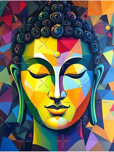 "Geometric Multi-Color Modern Art | Abstract Buddha Painting" Poster for Sale by Dev-Ang | Redbubble Abstract Buddha, Acrylics Paintings, School Decoration, Buddha Wall Art, Buddha Painting, Painting Poster, School Decorations, Mandala Tattoo, Living Room Paint