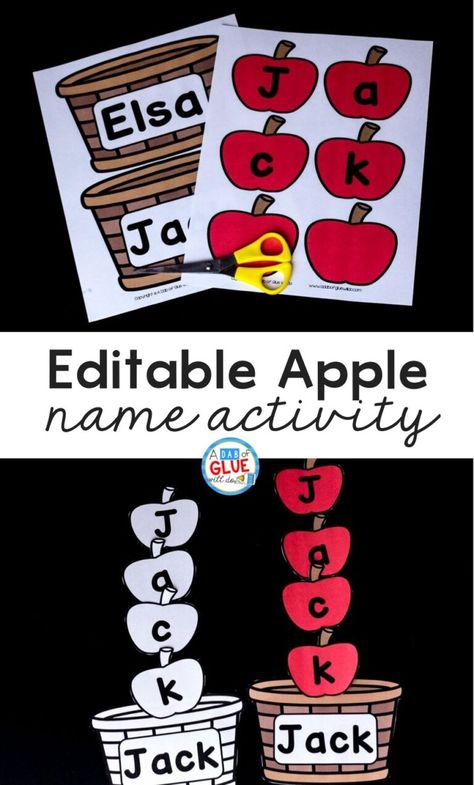 Apple Name Craft, Developmental Preschool, Math Apple Activities, Apple Literacy, Apple Lesson Plans, Apple Study, Apple Theme Activities, Preschool Apple Activities, Preschool Apples