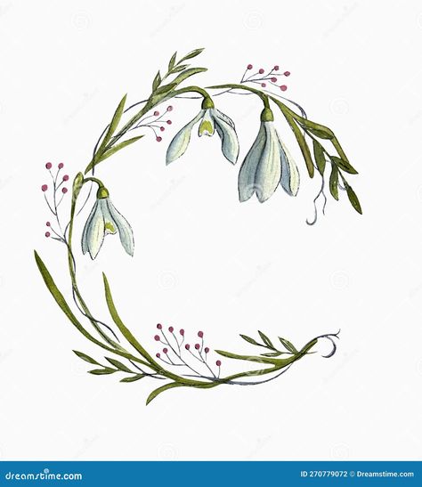 Snowdrops Flower Drawing, Carnation And Snowdrop Flower Drawing, Snow Drops Drawing, Snowdrop Doodle, Snowdrop Flower Tattoo Designs, Snowdrop Flower Tattoo Color, Snow Drop Flower Drawing, Snow Drop Illustration, January Watercolor Ideas