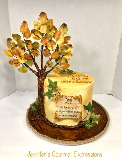 Family Tree Cake Ideas, Tree Of Life Cake, Family Reunion Cake Ideas, Tree Cake Ideas, 80th Birthday Cake For Men, Tree Cake Design, Family Reunion Cakes, Family Tree Cakes, Cake Autumn