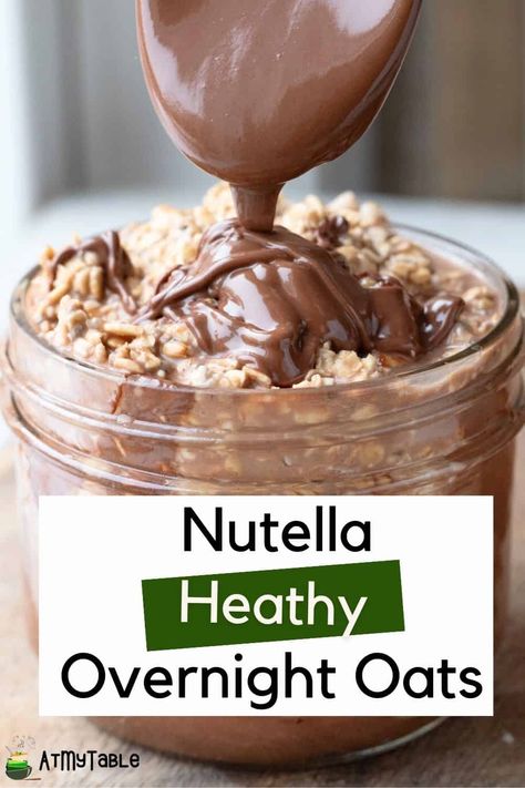 Experience the joy of Nutella in a healthy way with these easy overnight oats. A perfect balance of yummy and nutritious to start your day! Overnight Oats Recipe Nutella, Raspberry Chocolate Overnight Oats, Overnight Nutella Oats, Hazelnut Overnight Oats, Overnight Oats With Nutella, Nutella Overnight Oats Healthy, Kid Friendly Overnight Oats, No Yogurt Overnight Oats, Overnight Oats Nutella