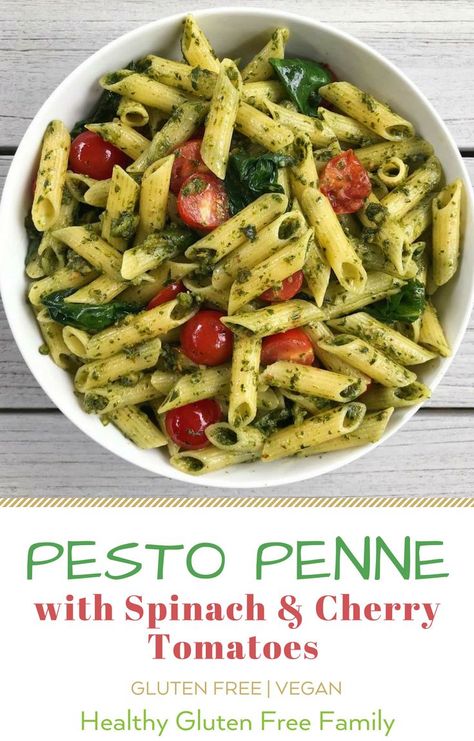 Tomato Basil Pesto Pasta, Pesto Dishes, Healthy Snaks, Spinach Pesto Pasta, Homemade Basil Pesto, Blistered Tomatoes, Pasta Spinach, Gluten Free Pesto, Veggie Dinners