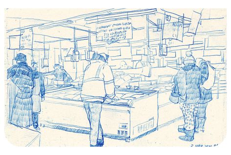 Observational Drawings, Canary Wharf London, Observational Drawing, Canary Wharf, Fish Market, The 5th Of November, A Series, Male Sketch, Fish