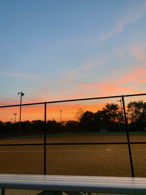 Sunset Over Softball Field, Sunset Softball Field, Softball Field Pictures, Aesthetic Softball, Liminal Nostalgia, Character Environment, Softball Aesthetic, Softball Backgrounds, Softball Pics