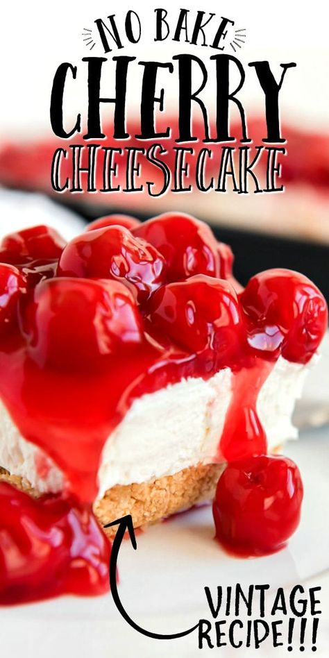 Keebler Cheesecake Recipe, Easy Cheesecake Filling, Cherry Cheesecake Bars, Cheesecake Cherry, Pie Topping, Cherry Cheesecake Recipe, No Bake Cheesecake Filling, Cheesecake Easy, No Bake Cherry Cheesecake