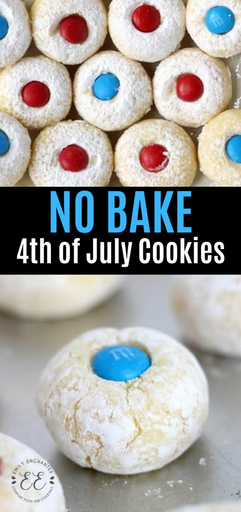 These red, white and blue no bake 4th of July cookies are as easy as mix, chill, and eat! No baking is necessary for this tasty dessert. #4thofjuly #fourthofjuly #nobake #nobakedesserts #nobakecookies #cookies No Bake 4th Of July Treats, 4th Of July Cookies Easy, East Fourth Of July Desserts, Fourth Of July Treats For Kids, Red White Blue Desserts Easy, Easy Desserts For Cookout, No Bake Fourth Of July Desserts, Easy Red White And Blue Desserts, July 4 Cookies