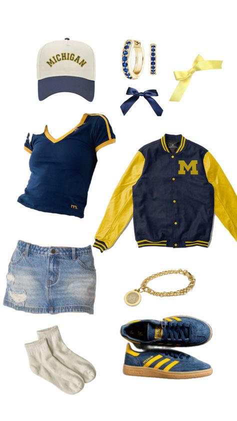 Michigan Game Day Outfit, Umich Game Day, Michigan Game Day, Stranger Things Dress, College Gameday Outfits, Tailgate Outfit, Michigan Football, Game Day Outfit, Dream College