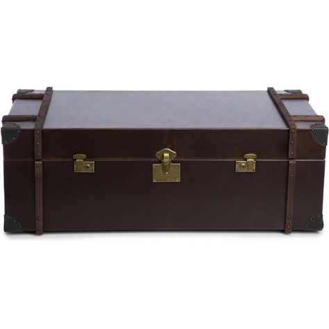 Journey Vintage Tobacco Leather Trunk Coffee Table (560 AUD) ❤ liked on Polyvore featuring home, furniture, tables, accent tables, brown, vintage coffee table, storage table, outdoor storage table, leather trunk coffee table and outdoor coffee table Vintage Trunk Coffee Table, Leather Trunk Coffee Table, Hiding Storage, Coffee Table Leather, Trunk Coffee Table, Vintage Trunk, Trunk Table, Leather Coffee Table, Brown Coffee Table