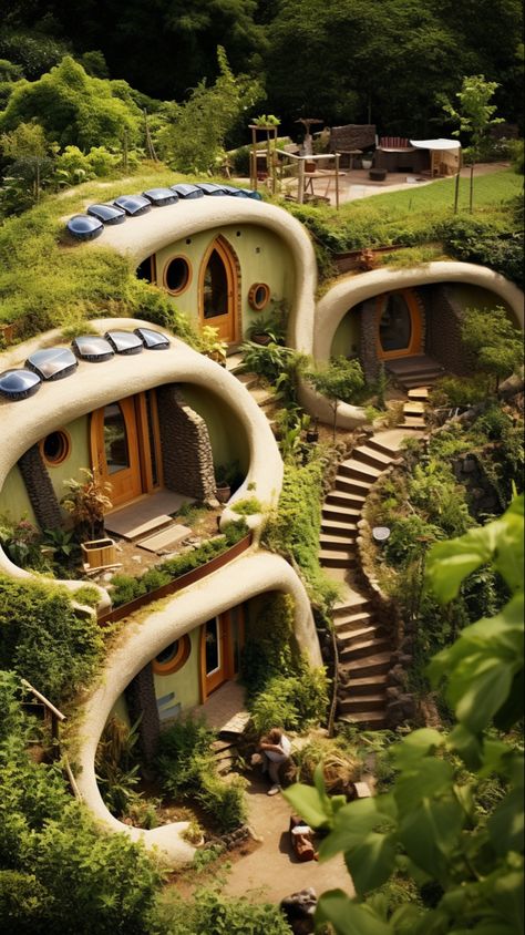 Imagined with Midjourney Tiny Cob House, Cobb Houses Exterior, Earthship Home Interior, Earthship Exterior, Earth Ship Homes Plans, Solar Punk House, Earthship Community, Earth Ship Homes, Solarpunk House