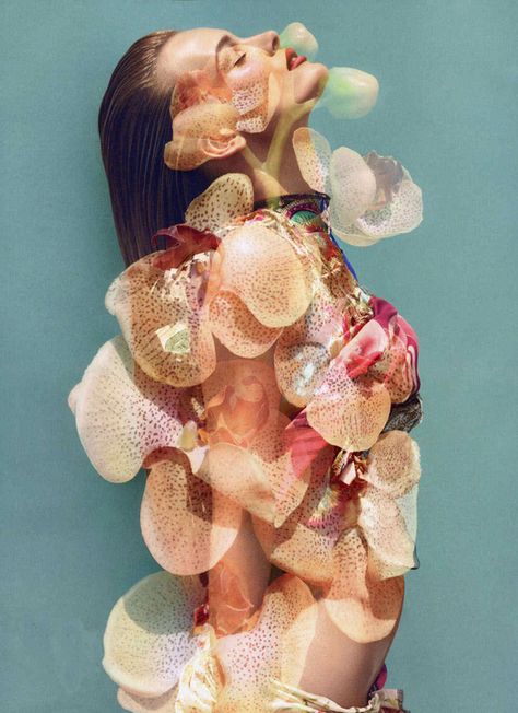 Vogue Japan 2011 Vogue Japan Beauty, Edita Vilkeviciute, Fashion Collage, Vogue Japan, Foto Art, Floral Fashion, Fashion Photography Editorial, Beauty Editorial, Double Exposure