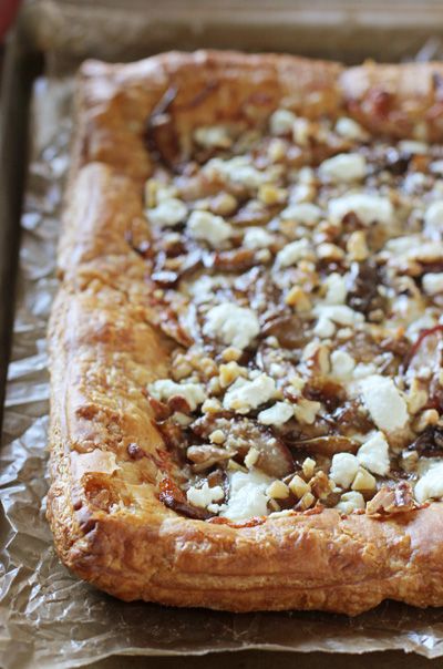 Pear, Walnut and Goat Cheese Tart | cookiemonstercooking.com Goat Cheese Tart, Cheese Tart, Goat Cheese Recipes, Cheese Tarts, Pear Recipes, Pastry Tart, Puff Pastry Recipes, Easy Appetizer Recipes, Egg Wash