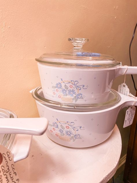 Vintage Floral Bow Cooking Pots Vintage Floral kitchen, vintage kitchenware, floral kitchen, floral pots, vintage pots, vintage kitchen, girly vintage kitchen, vintage aesthetic, vintage aesthetic kitchen, vintage blue bow, vintage bow Aesthetic Cooking Supplies, Vintage Cooking Utensils, Cooking Pots Aesthetic, Pretty Pots And Pans, Vintage Kitchen Supplies, Aesthetic Pots And Pans, Vintage Pots And Pans, Pots And Pans Aesthetic, Aesthetic Kitchen Vintage