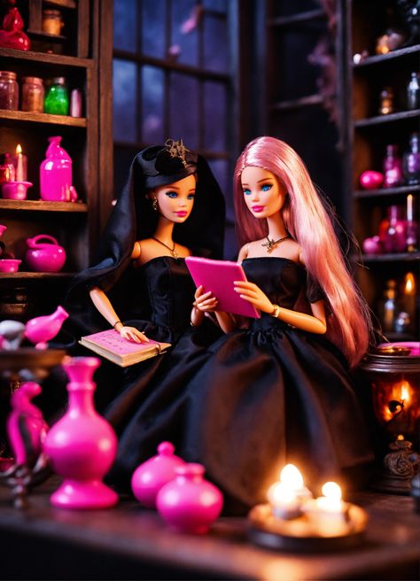 Barbie 
Barbie witch 
Barbie witch aesthetic 
Pink witch 
Pink witch aesthetic 
Aesthetic 
Pink world 
Pink 
Pink aesthetic 
Barbie dolls 
Witches aesthetic 
Witches 
Witchcraft 
Witchcraft aesthetic Witch Barbie, Barbie Display, Barbie Witch, Witchy House, Halloween Dolls, Barbie Halloween, Ballet Beauty, Poster Girl, Barbie Gowns