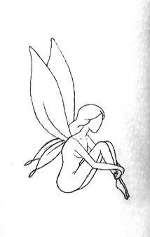 Fairy Forest Drawing Simple, Fairy Outline Tattoo Simple, Fairy Fineline Tattoo, Sitting Fairy Tattoo, Fairy Line Tattoo, Fairy Outline Drawing, Fairy Tattoo Outline, Faerie Tattoo Ideas, Fineline Fairy Tattoo