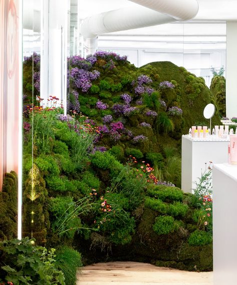 Glossier Seattle Glossier Seattle, Lily Kwong, Glossier Pop Up, Mexican Feather Grass, Plant Installation, Boy Brow, Landscape Designer, Art Deco Architecture, Retail Interior