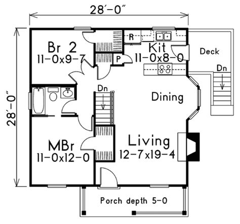 Plan #57-167 - Houseplans.com Small Cabin House Plans, Small Cabin House, Cool House Plans, Small Cottage House Plans, Cool House, Small Cottage Homes, Porch House Plans, Cottage Style House Plans, Beautiful Cabins