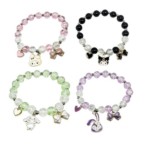 PRICES MAY VARY. 【Cute bracelet】 - Cute bracelet comes in three styles:Each style contains a crystal bracelet with rosette flower heart charms and an anime character bracelet 【Anime Braclet Size】 - The anime inspired bracelets are 2.5inch(8CM) in diameter.Elastic length.Can fit any size wrist.About 30g 【Crystal Braclet Material】 - The double layered bracelet is made of crystal stone.Nickel free.Harmless to your body. 【Bead Bracelet Set】--Cute Kuromi,My Melody,Cinnamoroll bracelets comes in style Beaded Bracelets Charms, Kuromi Bracelet Beads, Bracelet Pattern Beads, Cinnamoroll Bracelet, Character Bracelets, Elastic Beaded Bracelets, Rosette Flower, Kawaii Bracelet, Bestie Stuff