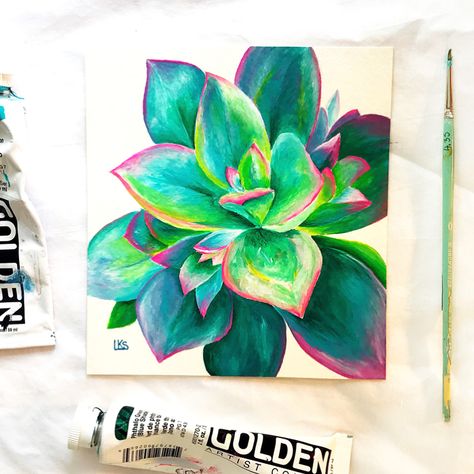 A beautiful succulent for #kellysartcontest put on by @iamkellyjohnson and today’s painting for day 91/100 in #the100dayproject Swipe to… Cactus Paintings, Succulent Painting, Succulent Planter Diy, Cactus Art, Canvas Painting Diy, Mini Canvas Art, Painting Projects, Painting Inspiration, Diy Painting