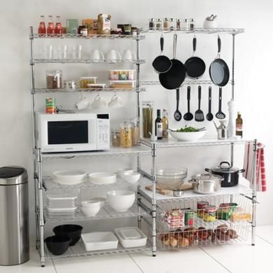 Howards Storage World | Extra Kitchen Bench Space Kitchen Standing Cabinet, Kitchen Shelving, Small Kitchen Storage, Freestanding Kitchen, Kitchen Pantry Design, Kitchen Stand, Pots Pans, Apartment Kitchen, Ikea Kitchen