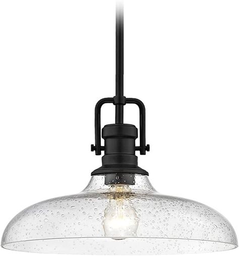 Design Classics Seeded Glass Pendant Light Black Finish 14-Inch Wide Seeded Glass Pendant Light, Installing Recessed Lighting, Seeded Glass Pendant, Clear Glass Pendant Light, Bronze Pendant Light, Traditional Pendant Lighting, Led Bathroom Lights, Lights Black, Industrial Pendant Lights