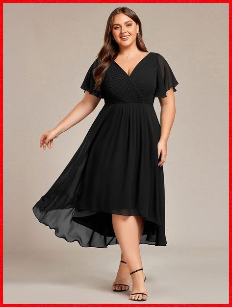 [SponsoredPost] Look Effortlessly Chic And Sophisticated In Our Plus Size Double V-Neck Ruffles Sleeve Chiffon Midi Wedding Guest Dress. Crafted From Flowy Chiffon Fabric, This Dress Exudes Grace And Elegance. The Midi Length Adds A Touch Of Class, Making It An Ideal Choice For Any Wedding Or Special Occasion. Fit: Please Refer To Size Chart. Length: Midi Length. Sleeve Style: Short Sleeves. Closure: It Is Concealed A Zipper Up The Back. Undergarments: It Is #plussizeweddingguestdresses Mid Length Bridesmaid Dresses, Skimpy Dresses, Bustle Dresses, Midi Wedding Guest Dress, Quincenera Dresses, Pluse Size, Curvy Wedding, Fitted Knit Dress, Midi Wedding Dress