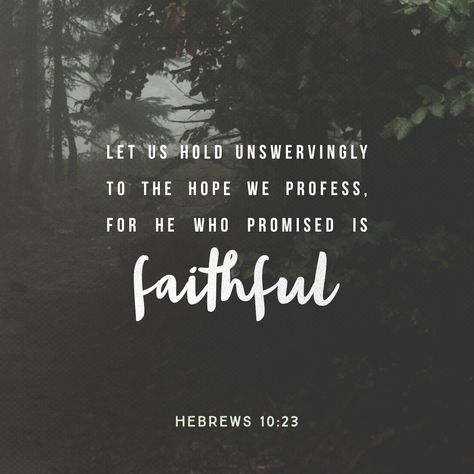 Let us hold unswervingly to the hope we profess, for he who promised is faithful. He Who Promised Is Faithful, Hebrews 10 23, Hebrews 10, Soli Deo Gloria, Hold Fast, The Hope, Prayer Request, Knowing God, Verse Of The Day