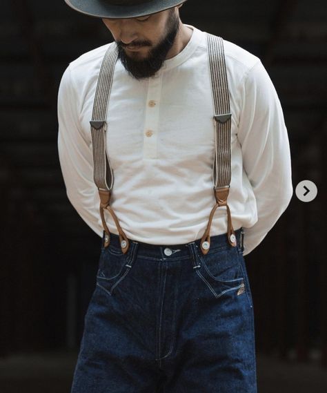 Peter Core, Jeans With Suspenders, Raven Fashion, Workwear Men, Men's Suspenders, Vintage Western Style, Braces Suspenders, Time Clothes, Suspenders Men