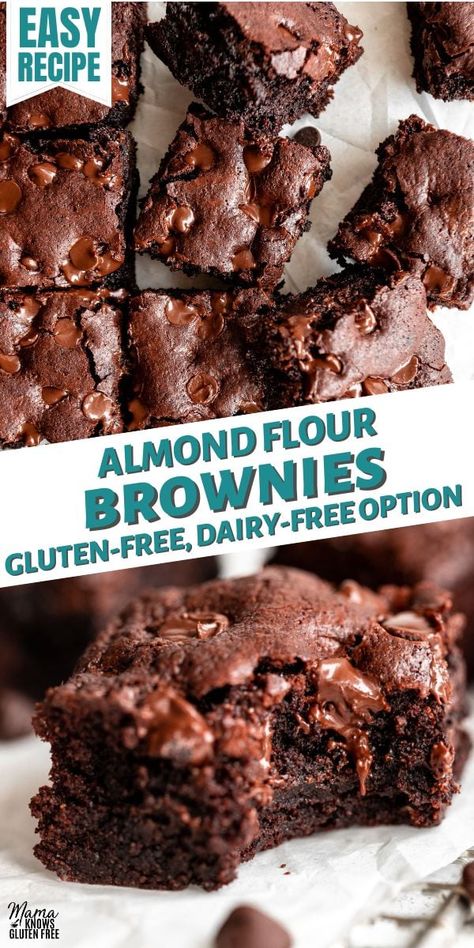 Gf Squares, Gluten Free Brownie Recipe, Mama Knows Gluten Free, Almond Brownies, Dairy Free Deserts, Almond Flour Brownies, Gluten Free Brownies Recipe, Gf Cookies, Dairy Free Brownies