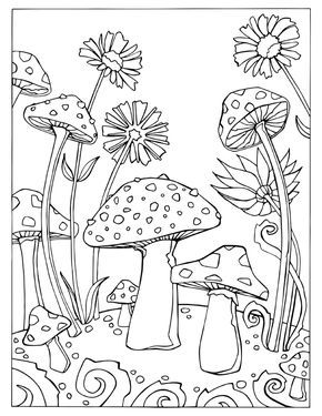 Fortuna Coloring Book Mushroom Page --> If you're in the market for the best adult coloring books and supplies including watercolors, colored pencils, gel pens and drawing markers, please visit http://ColoringToolkit.com. Color... Relax... Chill. Mushroom Coloring Pages, Mushroom Coloring, Mushroom Drawing, Mushroom Art, Coloring Book Art, Cute Coloring Pages, Color Pages, Alam Yang Indah, Colouring Book